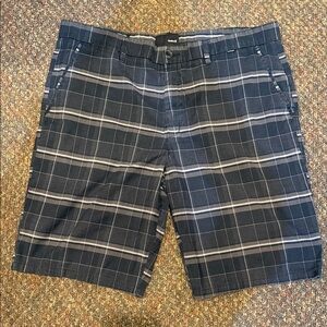 Hurley Men's Plaid Shorts in Navy Blue and White